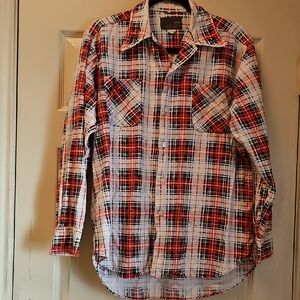 Phenix Red, Black and White Plaid Casual Button-Down Shirt